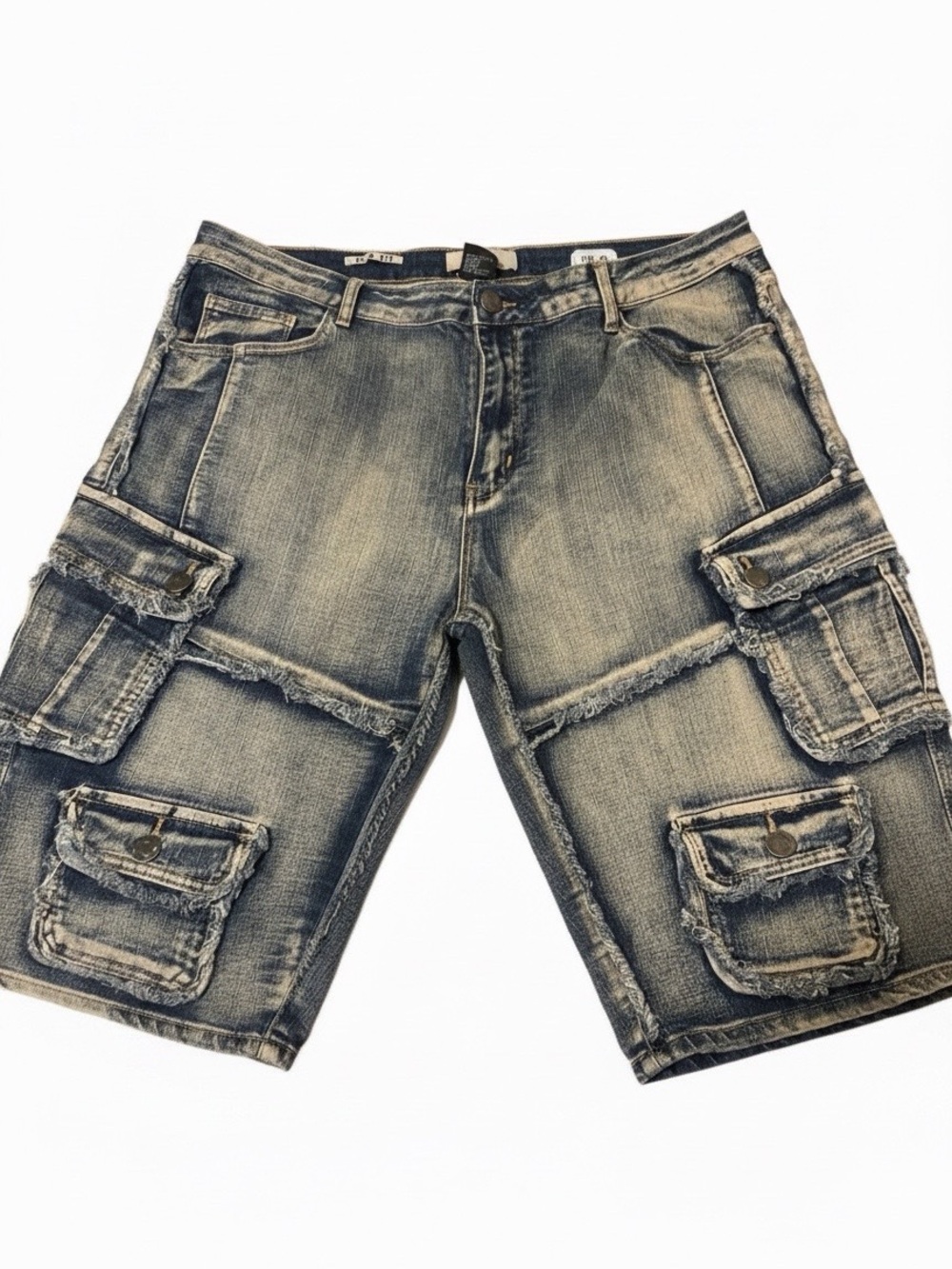 Dr. Denim Men's Washed Blue Distressed Cargo Shorts
